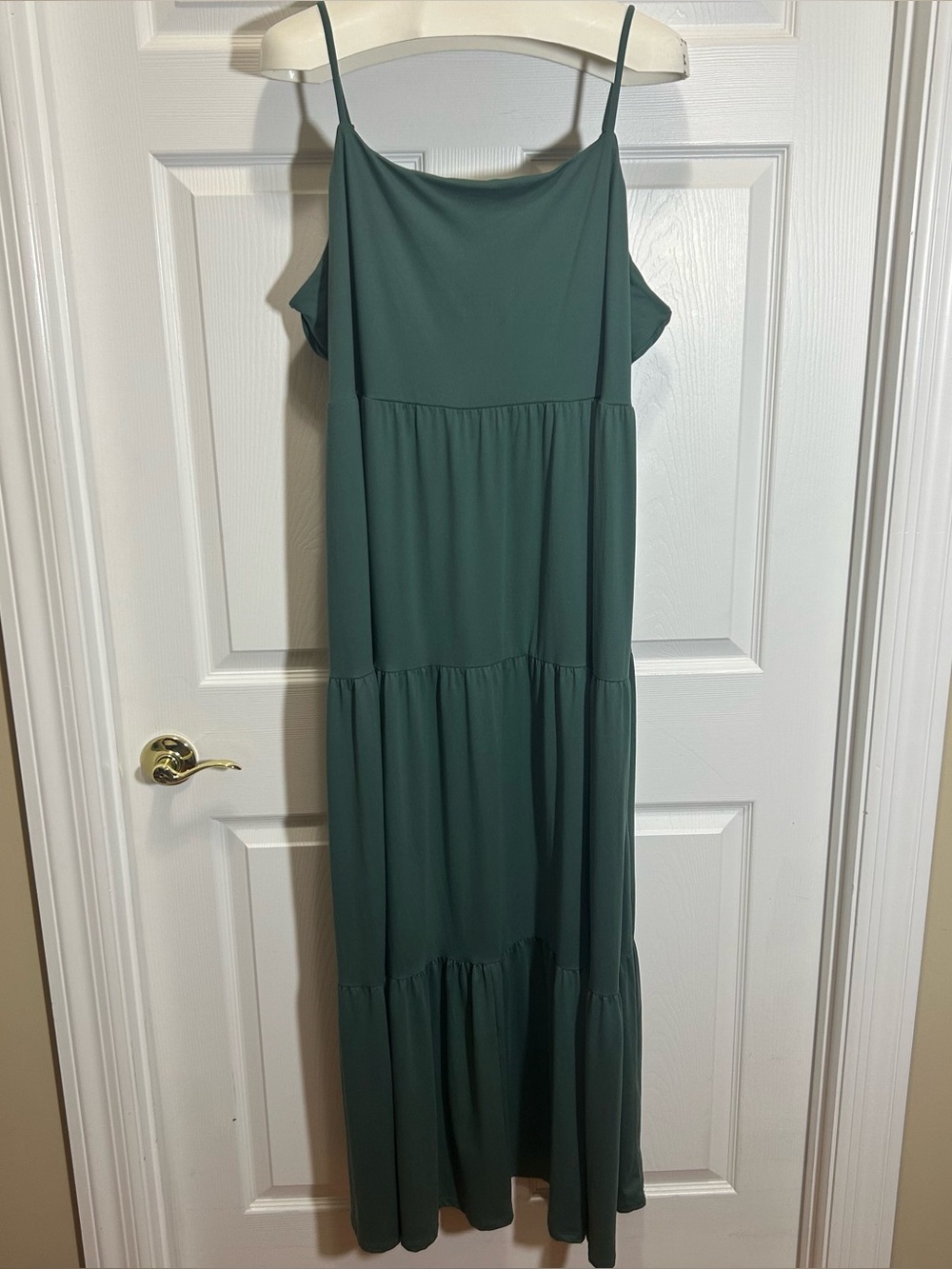 SO Sage Green Tiered Spaghetti-Strap Maxi Dress